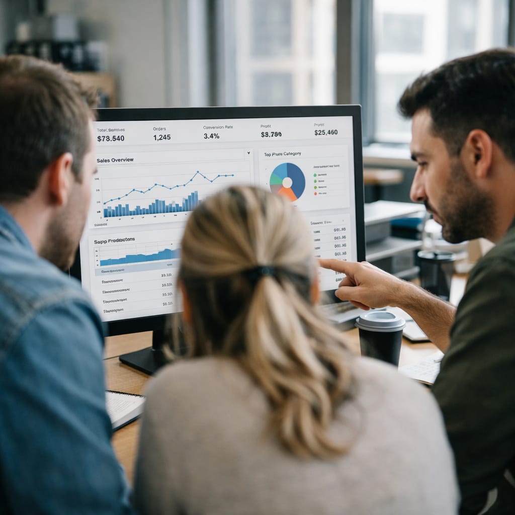 Zespół analizujący dane sprzedaży i wyniki e-commerce